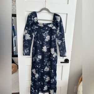 A&F Emerson Chiffon Long-Sleeve Midi Dress, XXS